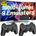 ANGFA Wireless Retro Game Console Stick, Upgrade Retro Video Gaming Stick Built in 20000+ Games with 18 Emulators, 4K HDMI Output with 2 Pack 2.4G Wireless Controllers for Nostalgia Gifts- 64GB
