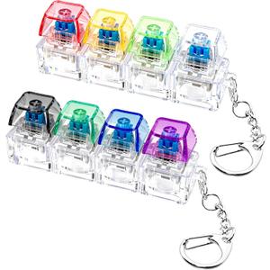 2 PCS Keyboard Fidget Toy, Keyboard Fidget Keychain 4-in-1 Keyboard Decompression Button Finger Clicker Toys, Keychain Button Stress Relief Fidget Gifts to Relief Stress (Transparent)