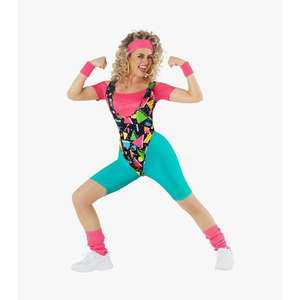 Morph 80s Workout Outfit for Women 90s Retro Workout Outfits 80 s Aerobics Outfit Halloween Costume for Womens, M