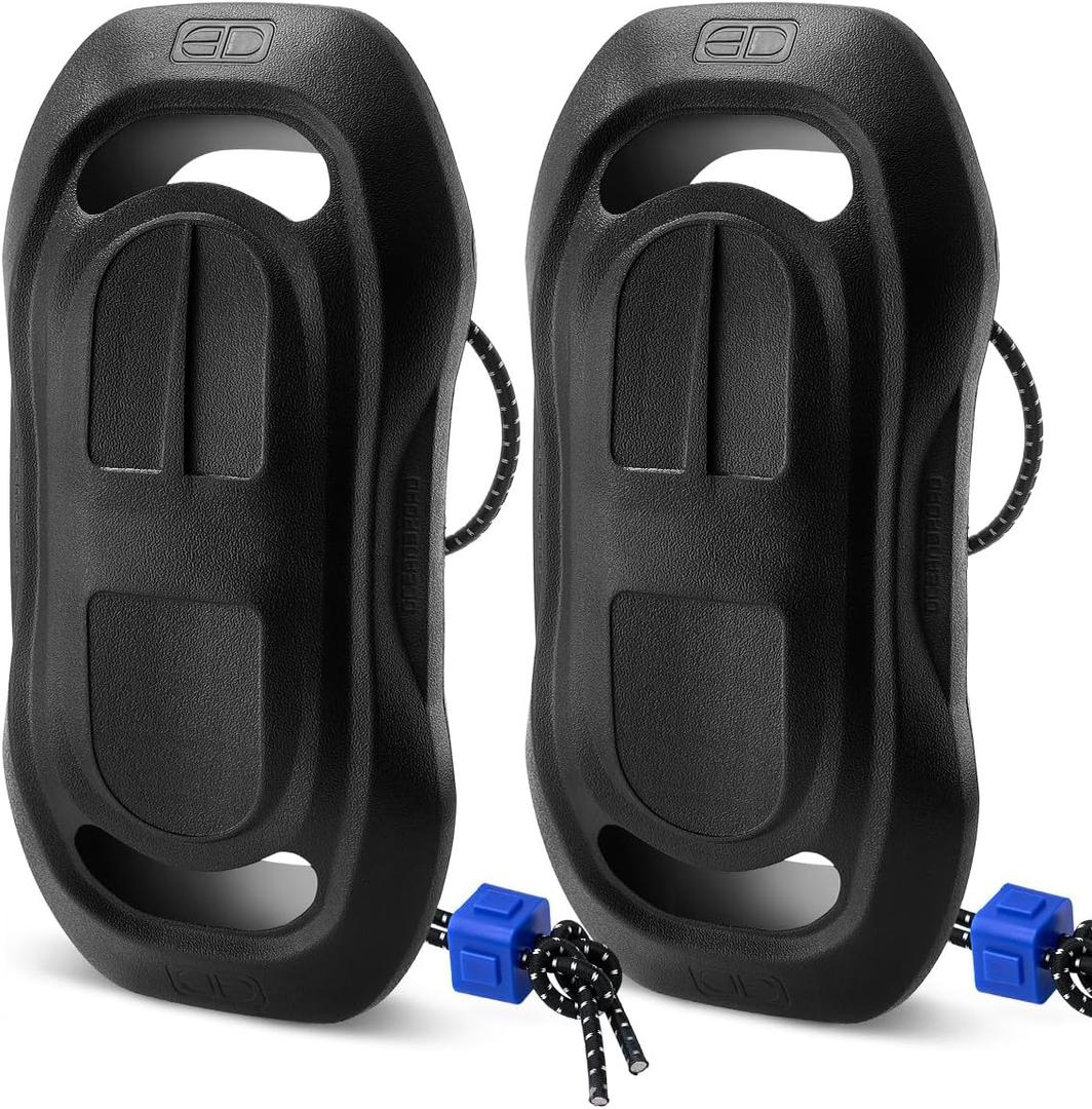 OCEANBROAD EVA Boat Fenders, 17" x 8" Boat Bumpers for Docking, with Quick-Lock Rope & Strap, Fit for Pontoon, Jon, Ski and Fishing Boats, Marine-Grade Foam for Hull Protection Black, FLOW - 2 Pack
