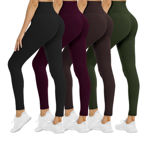 NexiEpoch 4 Pack Leggings for Women - High Waisted Tummy Control Soft Black Capri Yoga Pants with Pockets for Workout L-XL