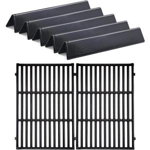 Kalomo 7638 7639 Cast Iron Grill Grates Gas Parts for Weber Spirit 2 E-310, S-310,GS4 Spirit II 300 E-320 S-320, 7636 15GA Flavorizer Bars Porcelain Steel Grids BBQ Grill Replacement Accessories 17