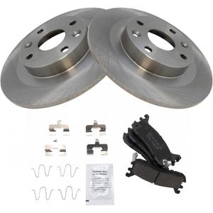 TRQ Rear Brake Pad & Rotor Kit Brake Pads Brake Rotor Ceramic Compatible with 1997-2002 Ford Escort 1994-2005 Mazda Miata 1998 Protege Mercury Tracer