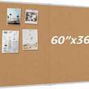 MaxGear Large Cork Bulletin Board 60" x 36", Foldable Notice Boards with Silver Aluminium Frame, 5' x 3' Wall-Mounted PinBoard, Corkboards for Office, School & Home, Includes 40 Pushpins