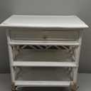 bali & pari Tiaret Natural Rattan Nightstand with Drawer and Shelves  Chippendale-Style Bedside Table for Bedroom or Coastal Living Spaces, White, 1-Drawer, 24-inch Wide