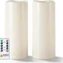 5plots 4"×10" Large Outdoor Waterproof Flameless Candles Ivory White with Timer & Remote, Battery Operated LED Flickering Pillar Candles for Patio Porch Halloween Christmas Lantern, Set of 2