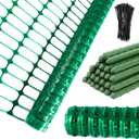 Plastic Fencing Temporary Fence,Snow Fence 4x100 with Stakes,Garden Fencings Plastic with Poles,Reusable Safety Fences,Construction Fences,Garden Fencings Roll for Pool,Lawn,Deer