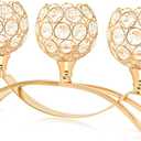 Crystal Tealight Candle Holder Centerpiece Home Decorative Candlestick Holder Elegant Table Centerpiece Home Decor Wedding Party Anniversary (Gold, 3 Arm)