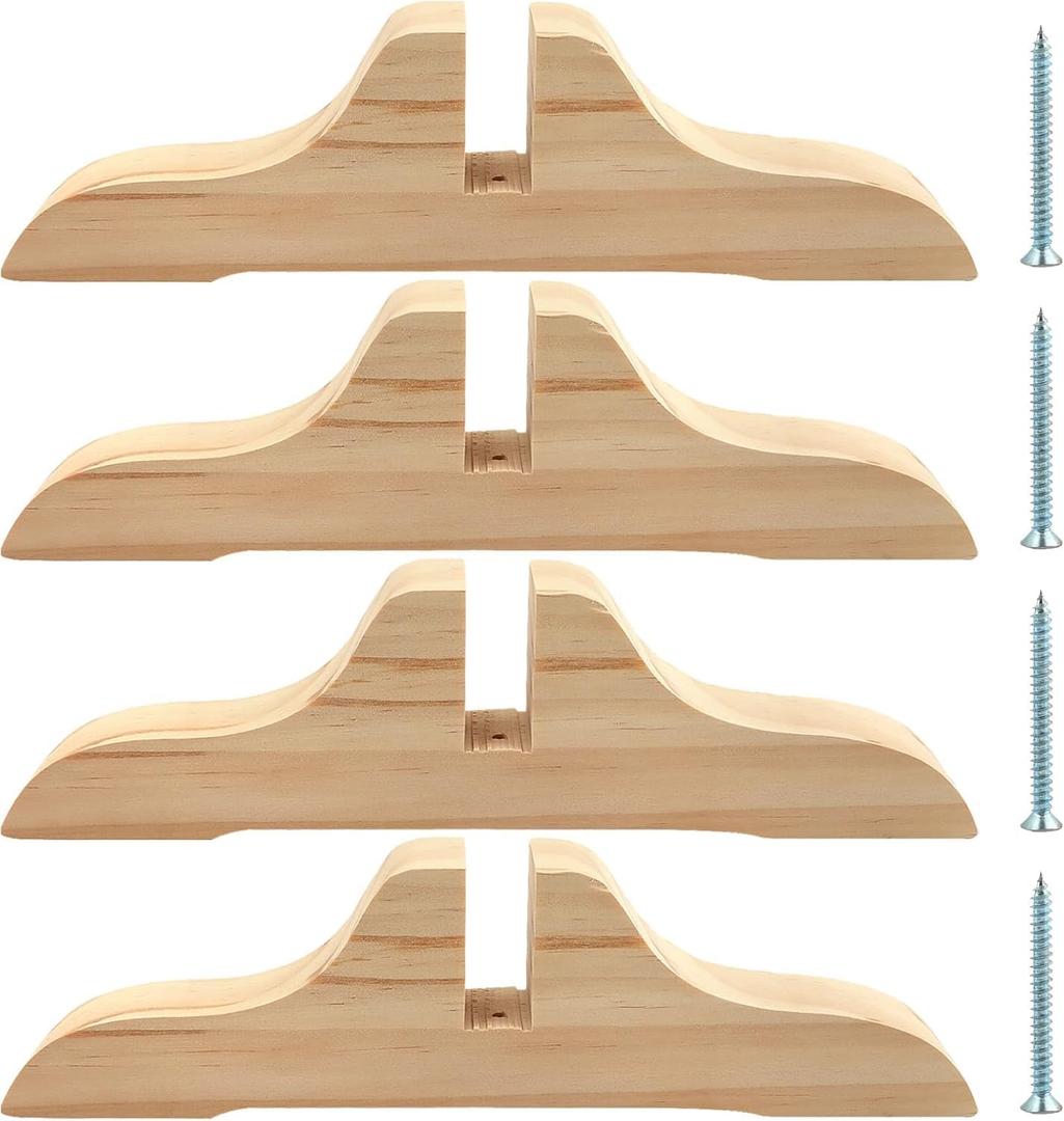 4pcs Folding Room Divider Stand,Wooden Room Divider Stand with Screws,Folding Privacy Screen Holder, Room Screen Holder Feet Partition for Hotel Home Office (Wood)