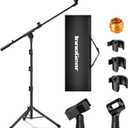 InnoGear Microphone Stand, Tripod Boom Arm Floor Mic Stand Height Adjustable Heavy Duty with Carrying Bag 2 Mic Clips 3/8" to 5/8" Adapter for Singing Podcast for Blue Yeti Shure SM58 SM48 Samson Q2U