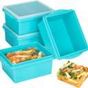 Xomoo 2 Cup Silicone Freezer Trays with Lids, Silicone Soup Freezer Molds - Leakproof, BPA-Free, Stackable, Microwave & Dishwasher Safe, Perfect for Soups, Sauces, Meal Prep, and Baked Goods - 4 Pack (Blue)