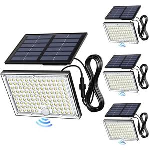 JACKYLED Motion Sensor Flood Lights, 113 LED Cool White Solar Lights for Outside, Dusk to Dawn IP65 Waterproof LED Outdoor Solar Powered Security Spot Lights for Porch Patio Garage (4 Pack)