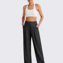 G4Free Flowy Wide Leg Palazzo Pants Women Lightweight Trendy Front Pleat Travel Pants Casual Summer (Black, S)
