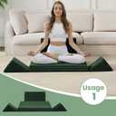 Meditation Cushion Set, Meditation Pillow for Sitting on Floor, Large Yoga Pillow with Knee Support, Washable Zafu Meditation Mat, 3 Shapes Floor Pillow for Adults, Green