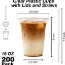 MOACOCK 200 Pack - 16 oz Clear Plastic Cups with Lids and Straws, Disposable Coffee Cups with Lids, Durable Iced Coffee Cups with Lids for Cold Drinks, Tea, Smoothies, Crystal Clear To Go Cups
