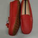 KORDAL Women's Comfortable & Lightweight Red Leather Penny Loafers Slip-Ons Cute Business Casual Dress Shoes Work Office Flats Everyday Walking Shoes Driving Mocs for Women 8 M US