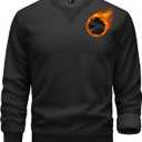 TACVASEN Men's Crewneck Sweatshirt Fleece Lined with Pocket Winter Warm Midweight Casual Long Sleeve Pullover Sweatshirt (Black, L)