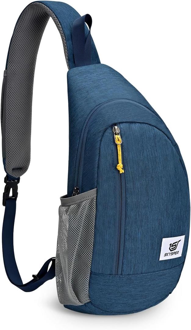 SKYSPER Sling Bag RFID Crossbody Sling Backpack Cross Body Shoulder Travel Bag Hiking Daypack for Women Men(Blue) (Small)