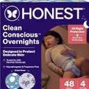 The Honest Company Comfort Dry Disposable Overnight Diapers for Sensitive Skin, Hypoallergenic, Baby Cozy Cloud and Star Signs Design Club Box Size 4 (22–37 lbs) 48 Count