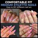 UNA GELLA Medium Stiletto Gel Nail Tips Full Cover 216Pcs Almond Shape Nails Tips Stiletto Pre etched Soft Gel Nails Clear Fake False Nail Tip For Home Art Salon 12 Sizes