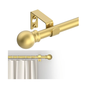Curtain Rods for windows 32-48 inch, 5/8 inch Decorative Gold Splicing Heavy Duty Metal Curtain Rod set with Brackets