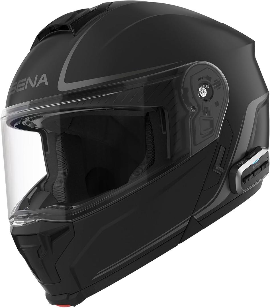 Sena OUTRUSH 2 Modular Smart Motorcycle Helmet with Bluetooth Connectivity and Mesh Intercom Communication (Matte Black, L)