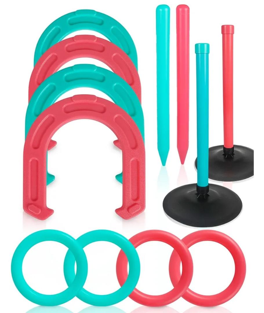 Giant Horseshoe Game Set for Adults and Family – 10" Oversized Lawn Toss Game with Jumbo Horseshoes, Rings, Stakes & Stands – Large Outdoor Yard Game for Backyard, Beach, Camping, Party Fun