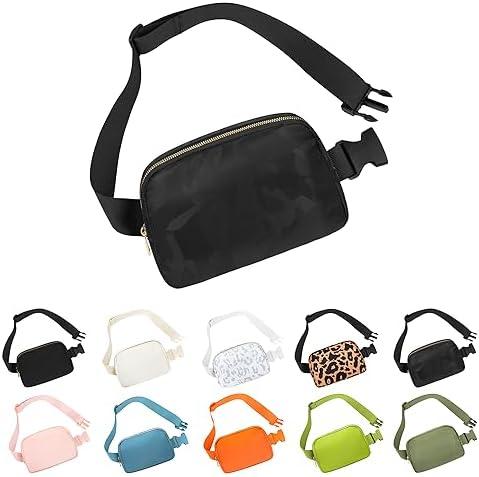 Pack of 2, Frenou Waist Belt Bag Fashion Fanny Women and Men Gift Waist Pack With Adjustable Strap For Travel Running Hiking Walking Camo Black