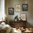 Framed Vintage Botanical Wall Art Bedroom, 4 Piece Rustic Farmhouse Floral Canvas Prints Artwork, Neutral Flower Butterfly Pictures for Modern Farmhouse Living Room Kitchen Bathroom Wall Decor, 11x14