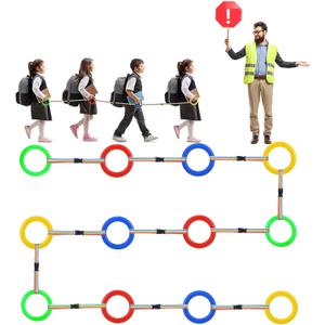 Berlune 24 Pack Toddlers Walking Ropes Preschool Walking Rope for Kids Colorful Line Safety Loops Detachable Transition Rope for Children's School Kindergarten Daycare Outdoor Supplies Wrist Leashes