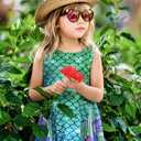 Funnycokid Girls Dress Summer Sleeveless Sundress Birthday Outfit Twirly Mermaid Party Kids 4-15 Years (Green)