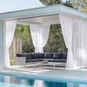 RYB HOME 4 Panels White Outdoor Sheer Curtains for Patio Waterproof, Light Filtering Outdoor Decor Voile Outside Curtains Rod Pocket Drapes for Porch, Gazebo, Pergola, W54 x L84