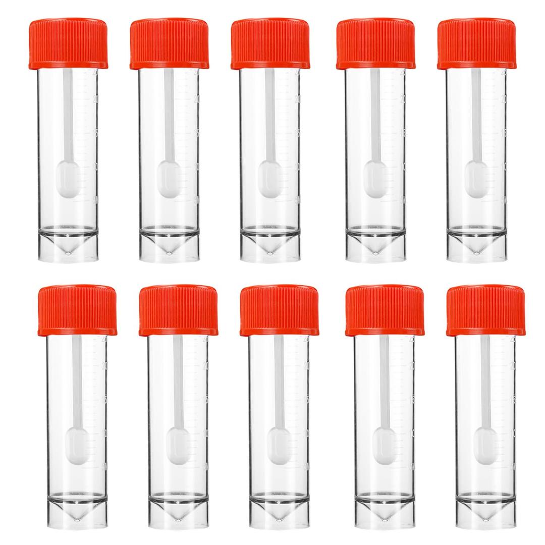 10pcs Stool Specimen Cups with Lids, 25-30ml Stool Cups Stool Container with Spoon Lid