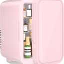 Mini Fridge, 6 Liter/8 Can 110V AC/DC Portable Thermoelectric Cooler Refrigerators for Bedroom, Skincare, Beverage, Office, Dorm Room and Car, Pink