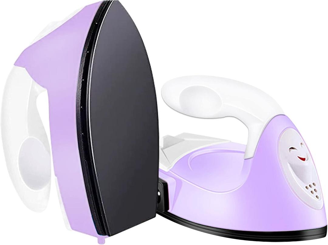 Mini Heat Press Small Iron Portable Heat Press Machine Mini Craft Iron with Charging Base Accessories for DIY T-Shirts, Shoes, Bag and Hats Heat Transfer Vinyl Projects (Light Purple)