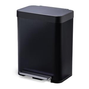Home Zone Living 13 Gallon Large Capacity Kitchen Trash Can, Tall Stainless Steel Liner-Free Body, 50 Liter Capacity, Matte Black, Virtuoso Series