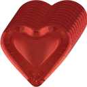 Zuazaor 60 Pieces 10.1 Inches Red Heart Shaped Paper Plates Disposable Girls Party Plate Pentagram Dinnerware Plates for Valentine Day Wedding Birthday and Christmas Party Supplies(red heart), large