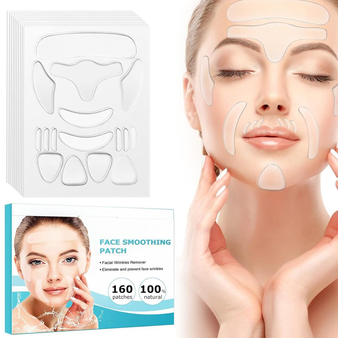 Anti Wrinkle Patches, 160 Pcs Reusable Face & Forehead Wrinkle Patches, Face Tape Silicone Patches for Wrinkles, Reducing Forehead Eye & Around Mouth & Upper Lip Wrinkle