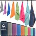 HOEAAS 2 Pack Microfiber Camping Towels, Quick Dry Towel, Super Absorbent Ultra Compact Travel Towel Soft Lightweight Sports Towel for Sweat Fast Drying Towels for Pool,Gym,Hiking,Backpacking,Fitness (XL: 60" x 30"+24" x 12", Navy Blue)