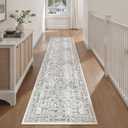 Black Runner Rug 2x12 Hallway Machine Washable Kitchen Vintage Distressed Non Slip Long Carpet Indoor Retro Floral Bedroom Accent Throw Rug for Bathroom Office Laundry Dining Room