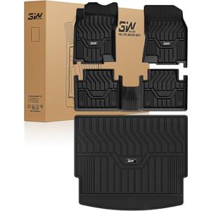 3W Floor Mats & Cargo Mats for Nissan Rogue 2026 2025-2021 S/SV/SL/Platinum, Custom Fit TPE All Weather Floor Liner for Rogue Accessories Full Set Car Mats & Trunk Mat (Not Fit Rogue Sport), Black
