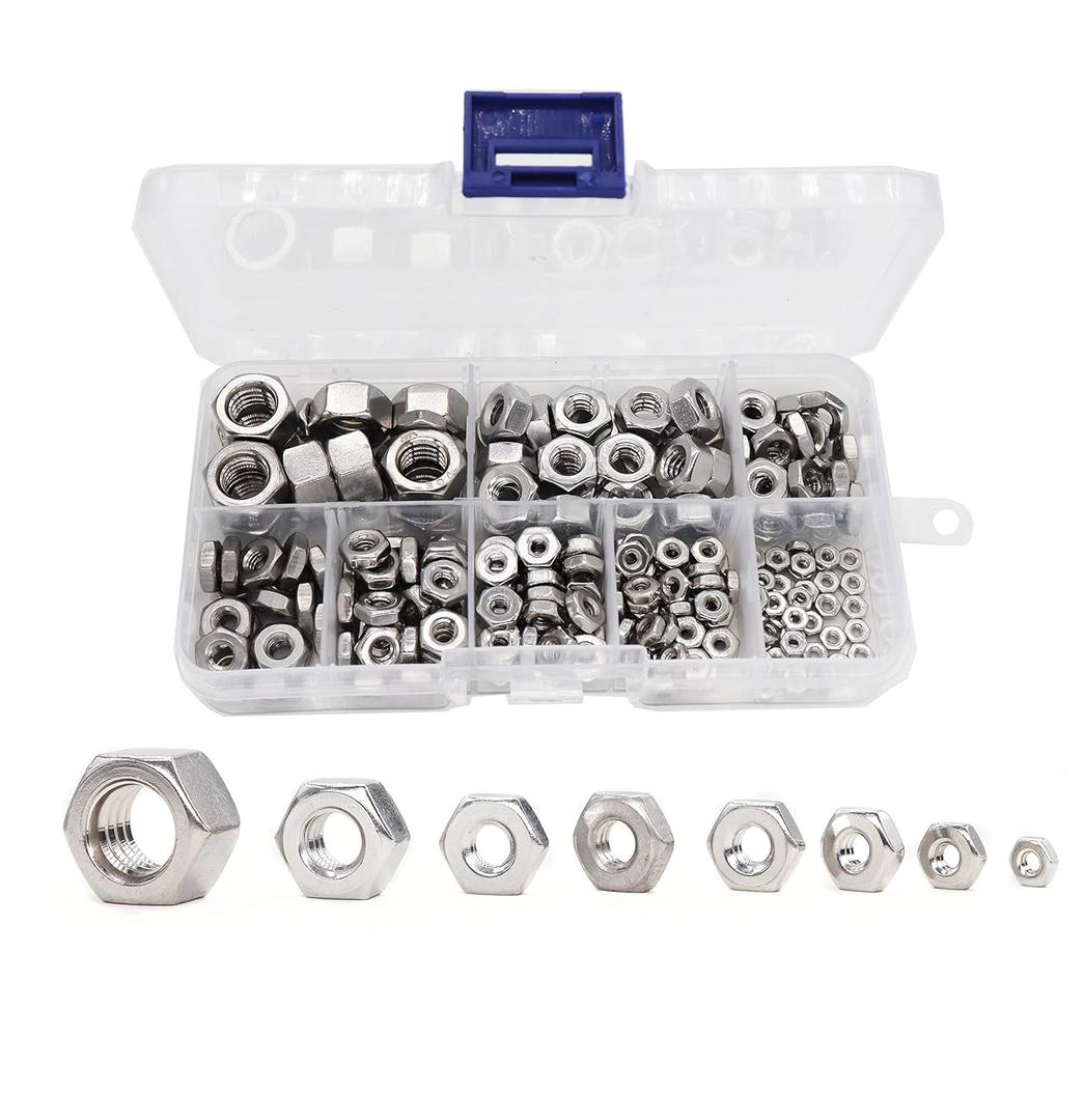 cSeao SAE Hex Nuts Assortment Kit, #2-56#4-40#6-32#8-32#10-32#10-24 1/4"-20 3/8"-16, 304 Stainless Steel Plain Finish A2-70 18-8 cSeao SAE Hex Nuts Assortment Kit, #2-56#4-40#6-32#8-32#10-32#10-24 1/4"-20 3/8"-16, 304 Stainless Steel Plain Finish A2-70 18-8
