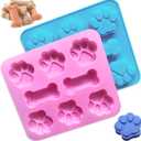 5 x 2PCS Silicone Molds,Non-Stick Puppy Dog Paw and Bone Food Grade Hard Candy Molds for Baking,Ice Cubes,Dog Treats,Chocolate,Jelly,Cake - Pink,Light Blue