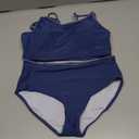 TyeSmo Girls Swimsuit Two Piece Teen Swimsuits for Girls 12-14 Sporty Teen Bathing Suits for Girl 12-14 High Waisted Bikini Padded Swimwear Bathing Suit for Teens Double Adjustable Straps Dark Blue