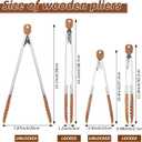 2 Pcs Walnut Wooden Kitchen Tongs with Wooden Tips, Kitchen Tongs Salad Tongs for Cooking-Stainless Steel Handle-Nonstick Cooking Tongs,Wooden Tongs Kitchen for Salad, Serving Food, Grilling