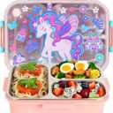 Stainless Steel Bento Lunch Box for Kids, 800ml/27oz BPA-Free Leak-Proof Food Containers with 3 Compartments, Freezer & Dishwasher Safe, Back to School Students Lunches Size for Ages 3-7