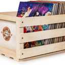 Crosley AC1004A-NA Record Storage Crate Holds up to 75 Albums, Natural