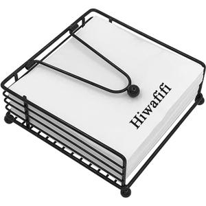 Napkin Holder for Table, Flat Napkin Dispenser with Weighted Arm, Square Cocktail Paper Holder of Elegant Rustic Iron for Kitchen Dining Room Decor Restaurant Farmhouse Hotel Party, Black