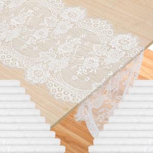 cobee 20 Pcs White Lace Table Runners, 14 x 120 Inch Rustic Embroidered Boho Table Runner Vintage Floral Wedding Decoration for Bridal Shower Vintage Party Decor