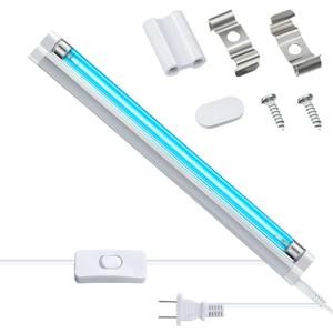 Qualirey 1 Pack UV Lamp Ozone Free, 253.7nm Wavelength UVC Germicidal Lamp 110V with ON/Off Switch Cord, Plug, Connector and Screw Tools for Closet/Cabinet/Bathroom (6w)